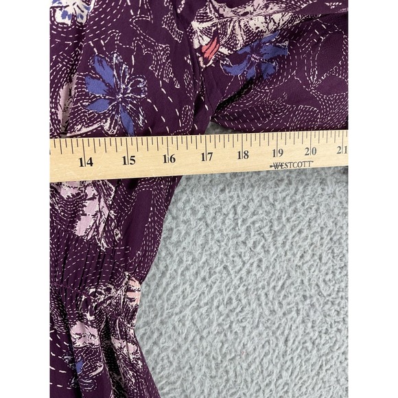Maeve Dress Womens S Purple Fit & Flare Floral Puff Sleeve Smocked Ruffle - Picture 5 of 9